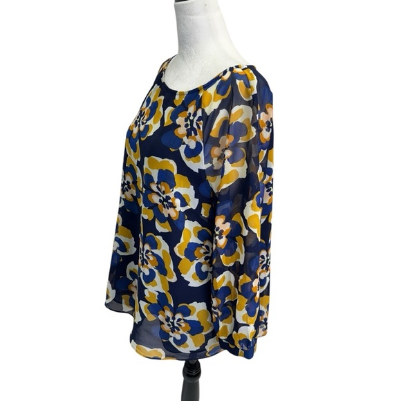 CAbi Floral Blouse - Blue and Yellow - Picture 6 of 11